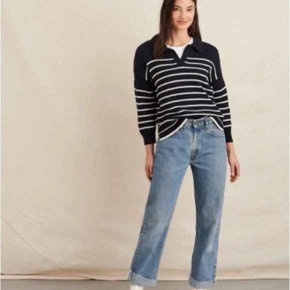 Alex Mill Jacques Stripe Pullover Sweater Navy L 100% Cotton - Picture 2 of 7